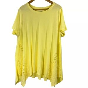 Lane Bryant hundred percent cotton loose fit flowing Crockett sides shirt